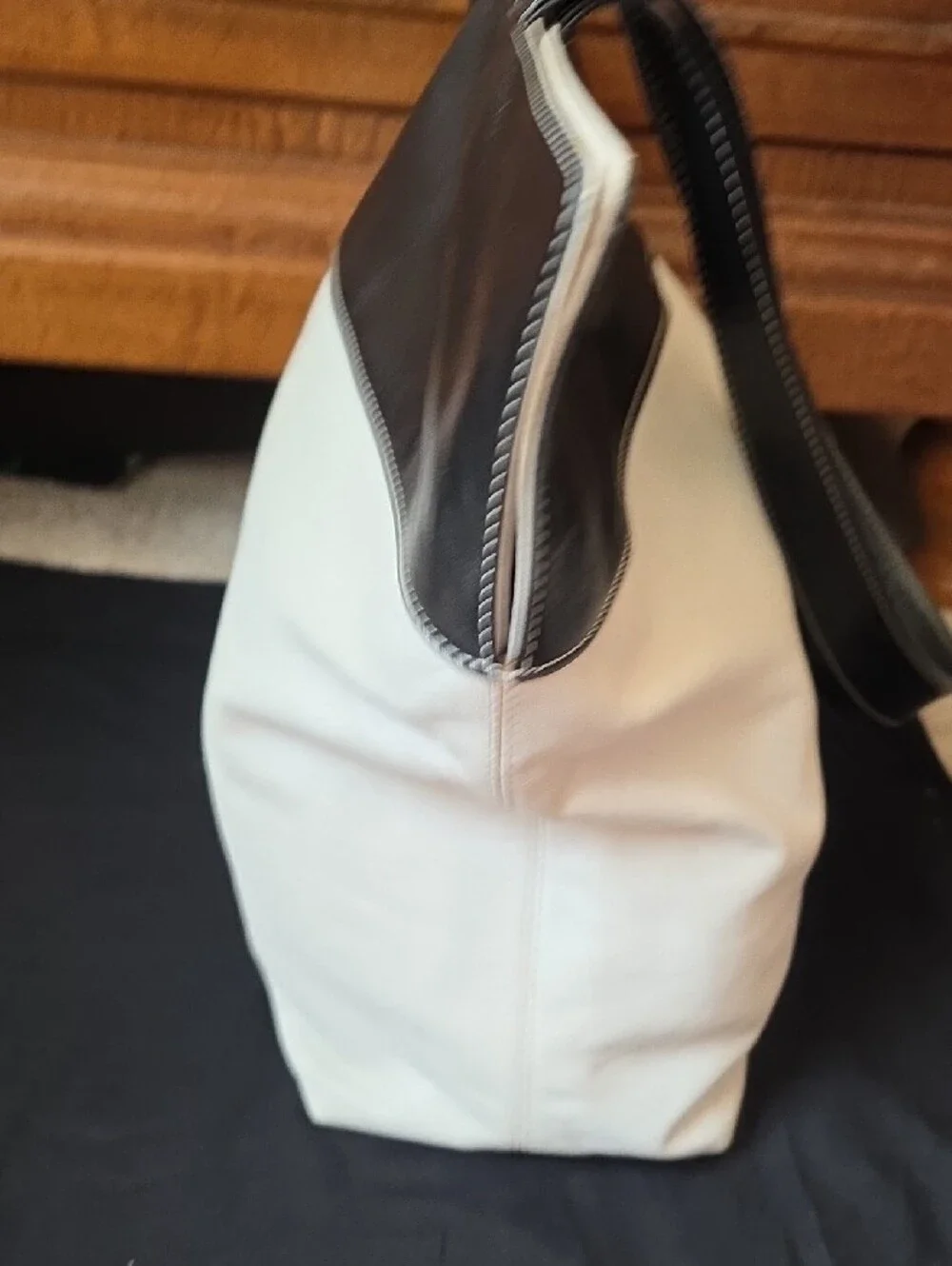 Chanel Vintage Bi-Color Two-Tone White and Black Leather Tote